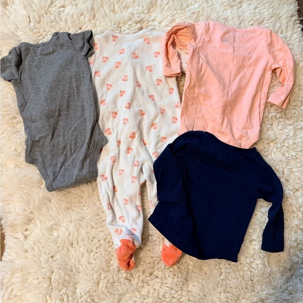 Carter's Gray, Pink, White, and Navy Bodysuit Set